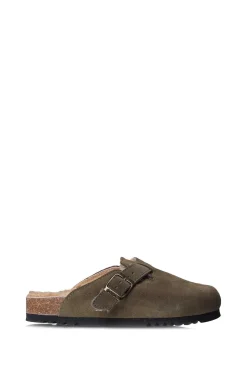 Suede Sandals With Sheep Wool Fae | Green... | Scholl | Little Soho