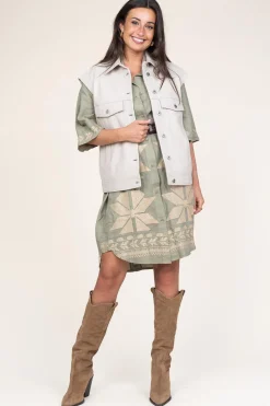 Suede Western Boots Ana | Beige... | Toral | Little Soho