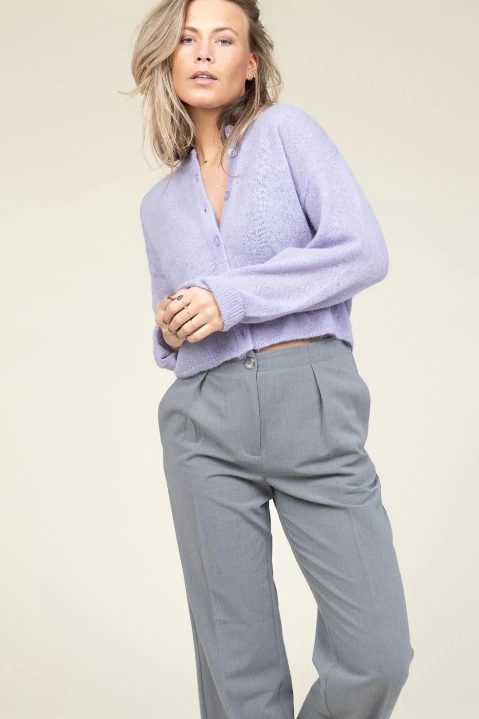 Super Soft Alpaca Cardigan Lando | Purple... | Dante 6 | Little Soho