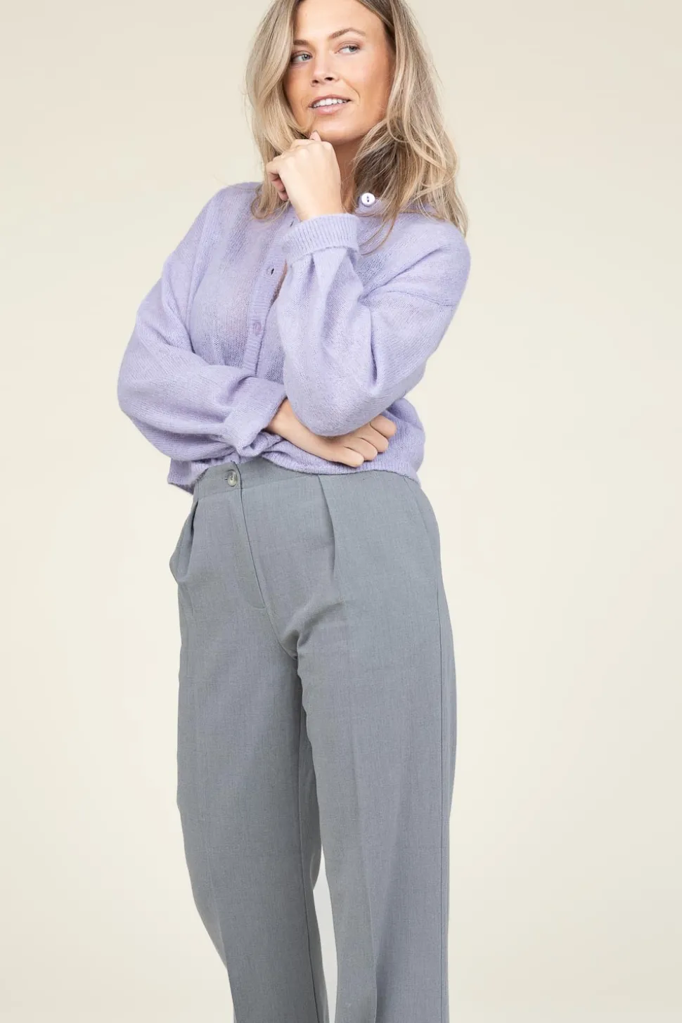 Super Soft Alpaca Cardigan Lando | Purple... | Dante 6 | Little Soho