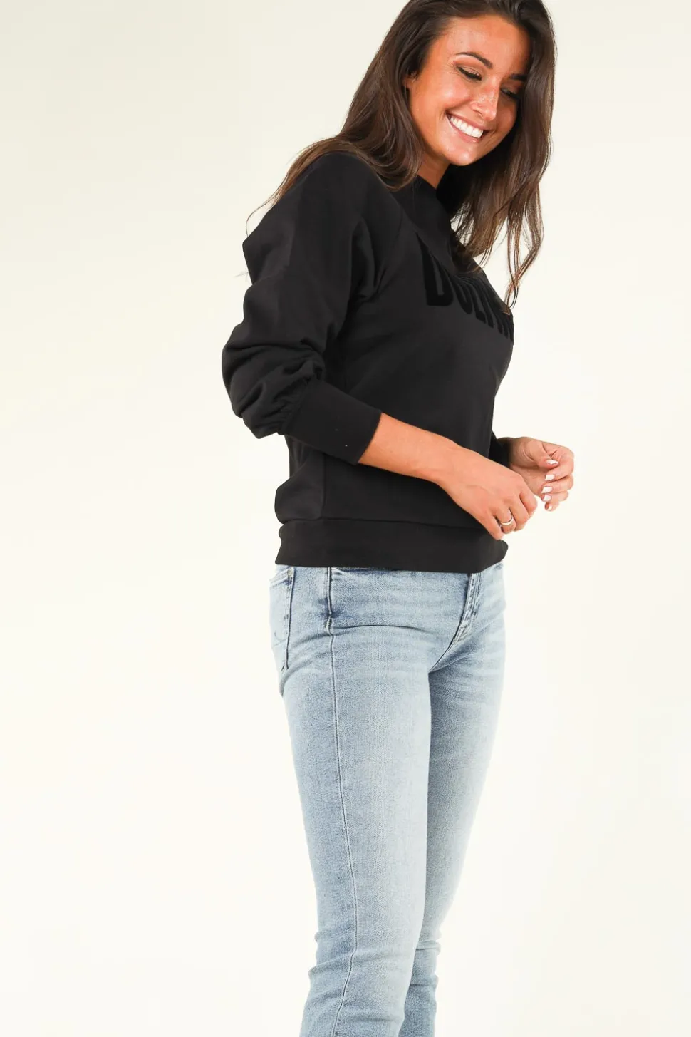 Sweater With Balloon Sleeves Love Me | Black... | Dante 6 | Little Soho