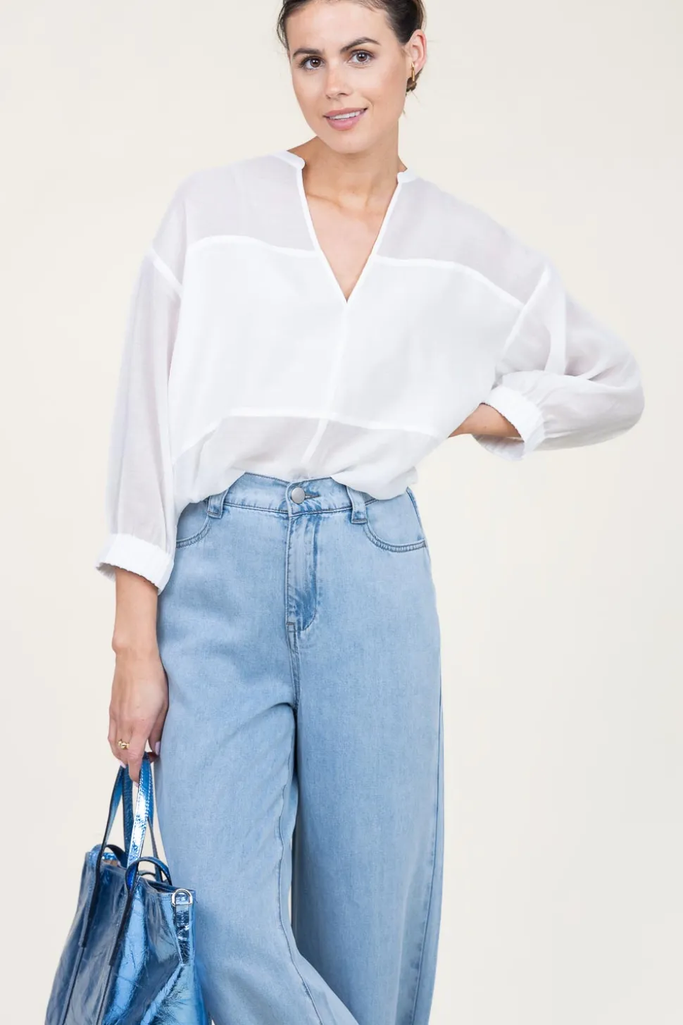 Tencel Bomber Top Stardust | White... | Dante 6 | Little Soho
