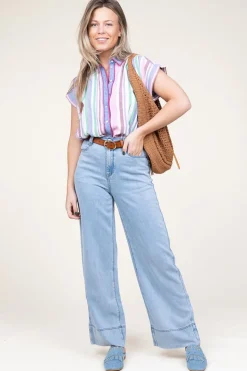 Tencel Wide Leg Denim Broek Romy | Blue... | Suncoo | Little Soho
