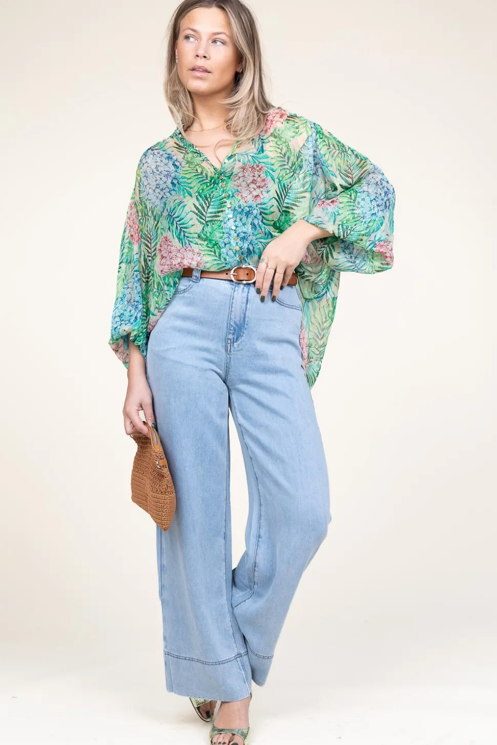 Tencel Wide Leg Denim Broek Romy | Blue... | Suncoo | Little Soho