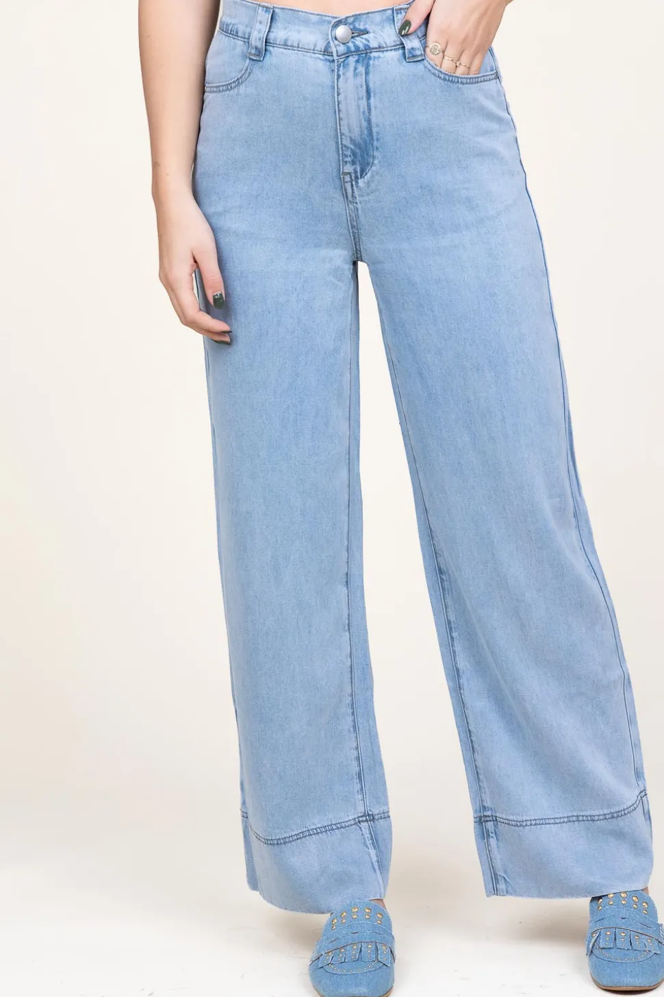 Tencel Wide Leg Denim Broek Romy | Blue... | Suncoo | Little Soho