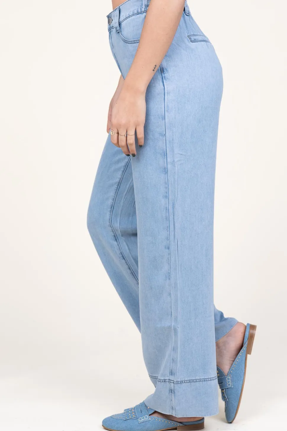 Tencel Wide Leg Denim Broek Romy | Blue... | Suncoo | Little Soho