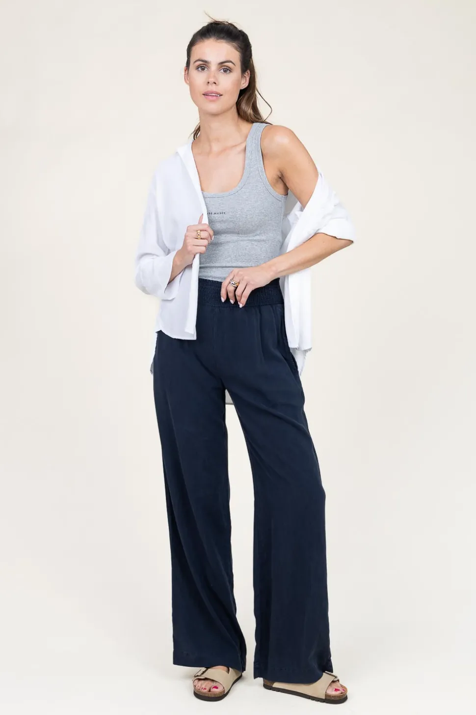 Tencel Wide Leg Pants Iris | Blue... | Bella Dahl | Little Soho