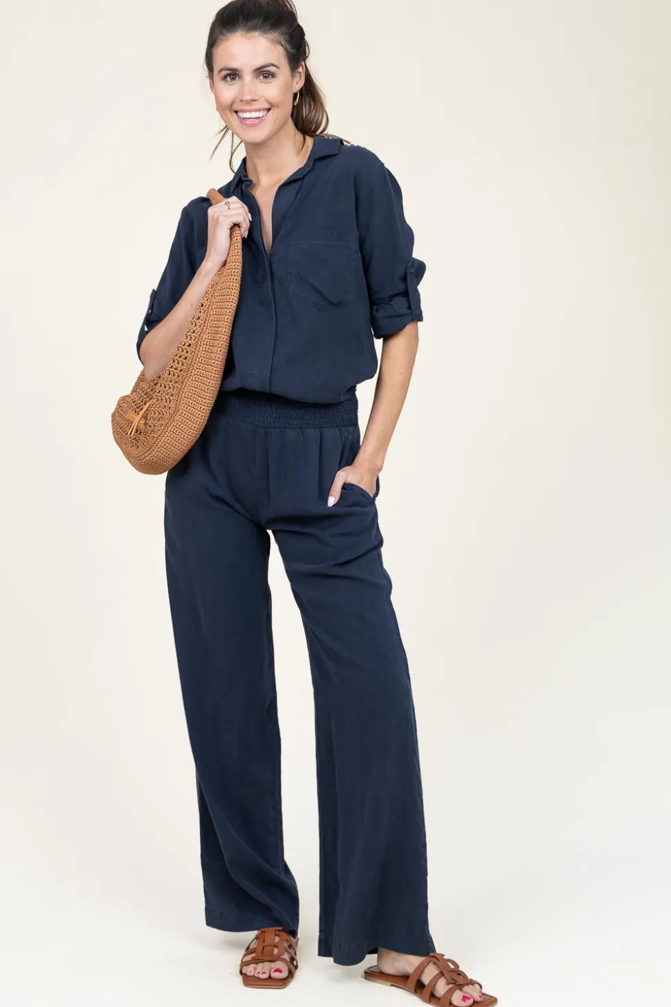 Tencel Wide Leg Pants Iris | Blue... | Bella Dahl | Little Soho
