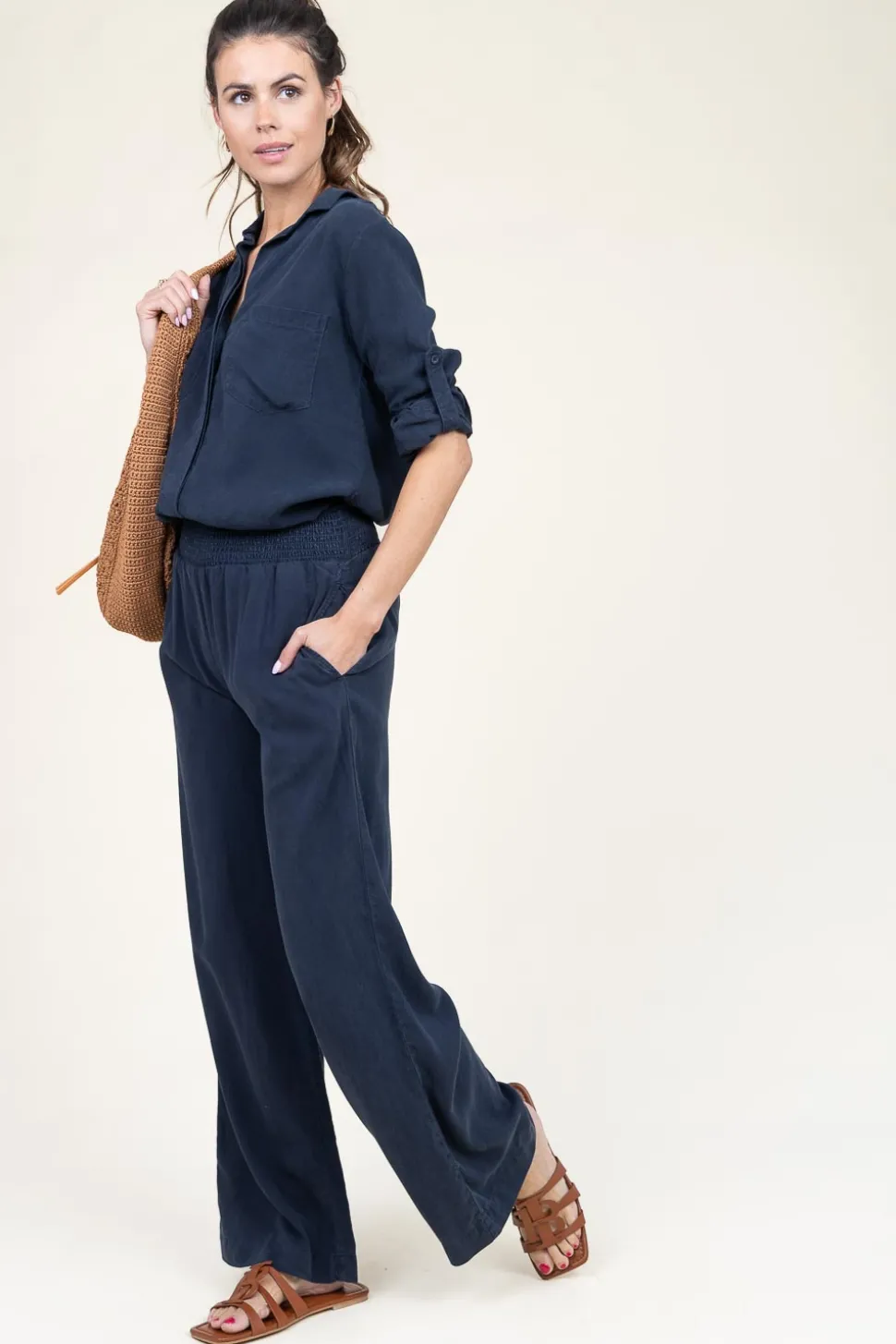 Tencel Wide Leg Pants Iris | Blue... | Bella Dahl | Little Soho