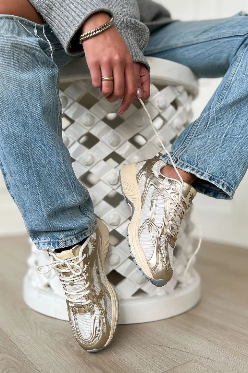 The Re-Run Vintage Sneaker | Gold... | Mercer | Little Soho
