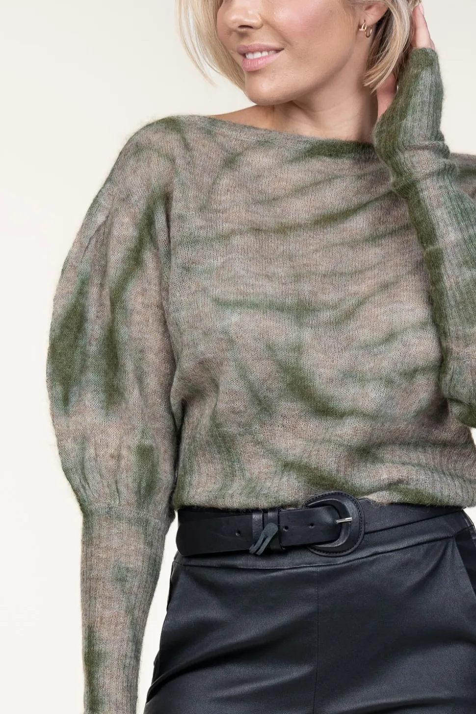 Tie-Dye Alpaca Cropped Sweater Torny | Beige... | Mes Demoiselles | Little Soho