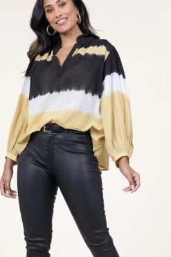Tie-Dye Top With Balloon Sleeves Harvey | Yellow... | Ba&Sh | Little Soho