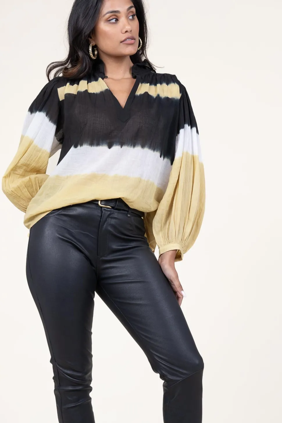 Tie-Dye Top With Balloon Sleeves Harvey | Yellow... | Ba&Sh | Little Soho