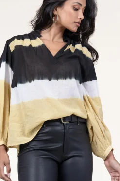 Tie-Dye Top With Balloon Sleeves Harvey | Yellow... | Ba&Sh | Little Soho