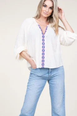 Top With Embroidered Details Astia | Natural... | Dante 6 | Little Soho