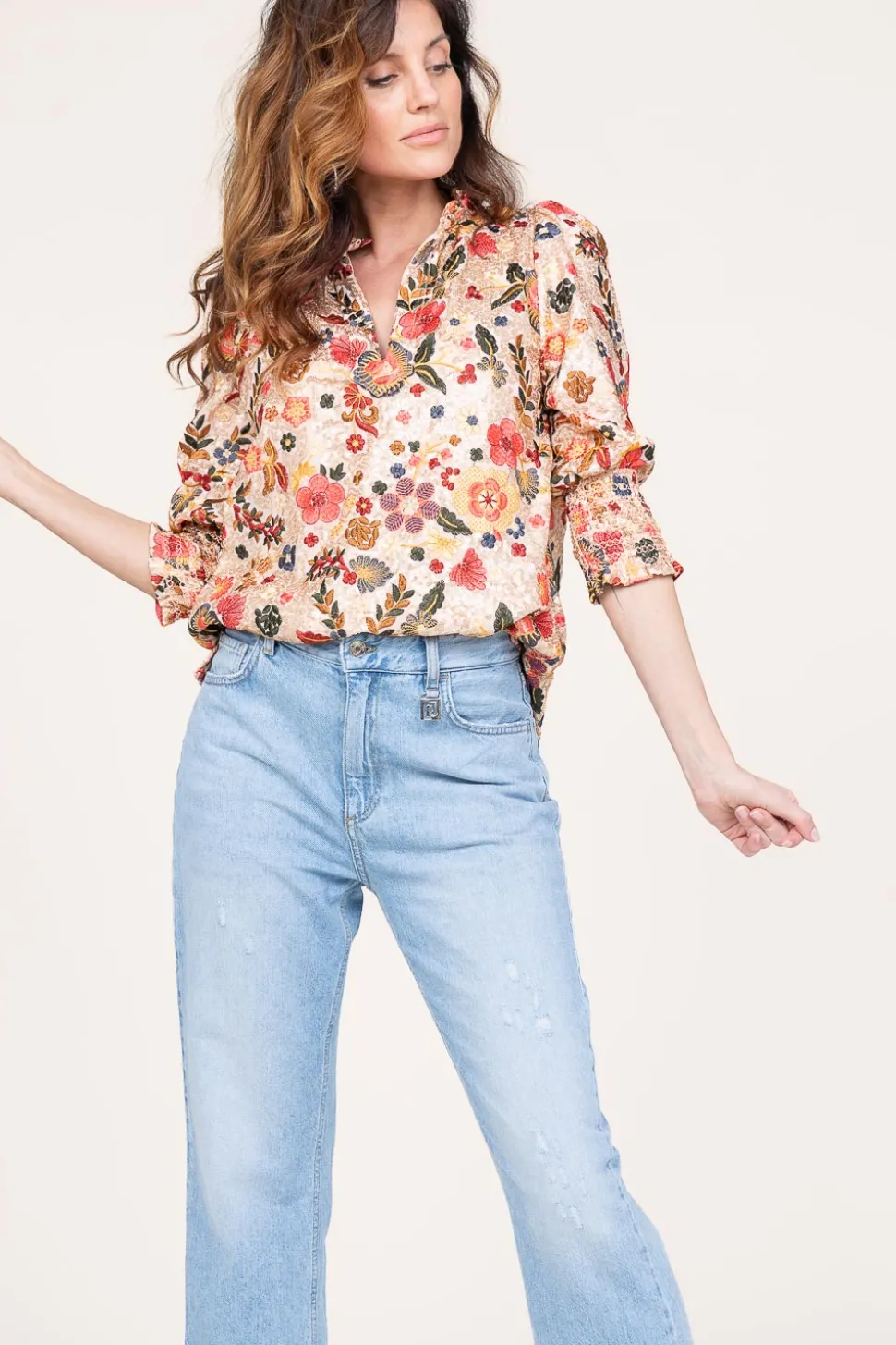 Top With Embroidery And Sequins Elise | Multi... | Est'Seven | Little Soho