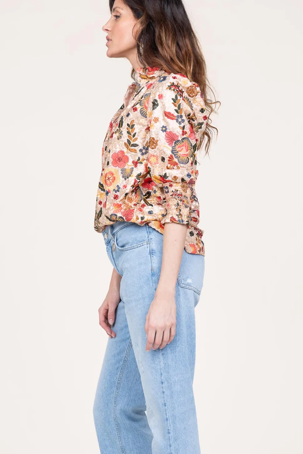 Top With Embroidery And Sequins Elise | Multi... | Est'Seven | Little Soho