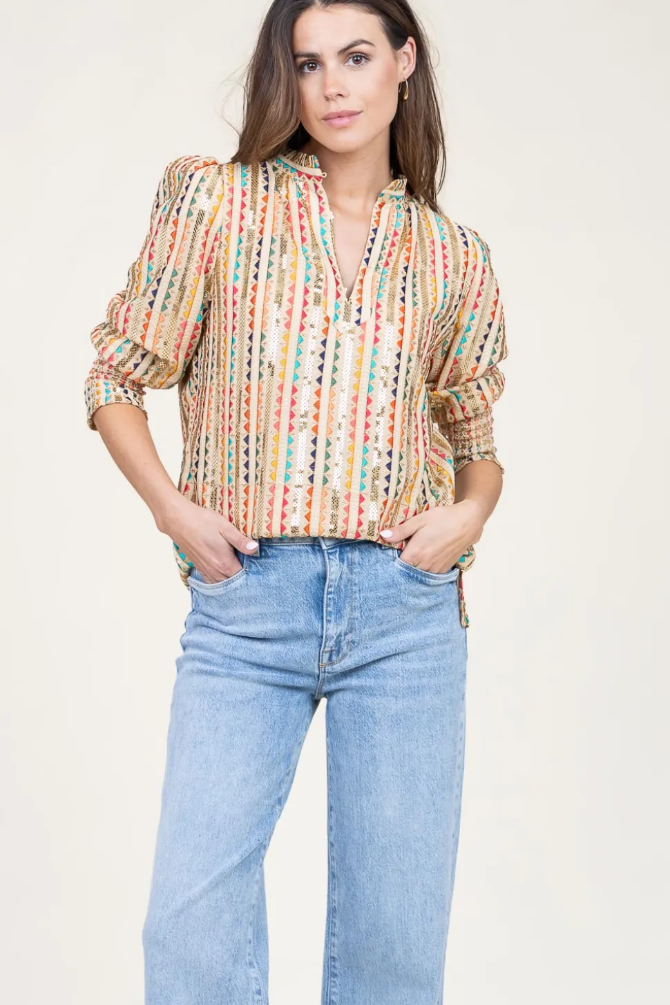 Top With Embroidery And Sequins Elise | Multi... | Est'Seven | Little Soho