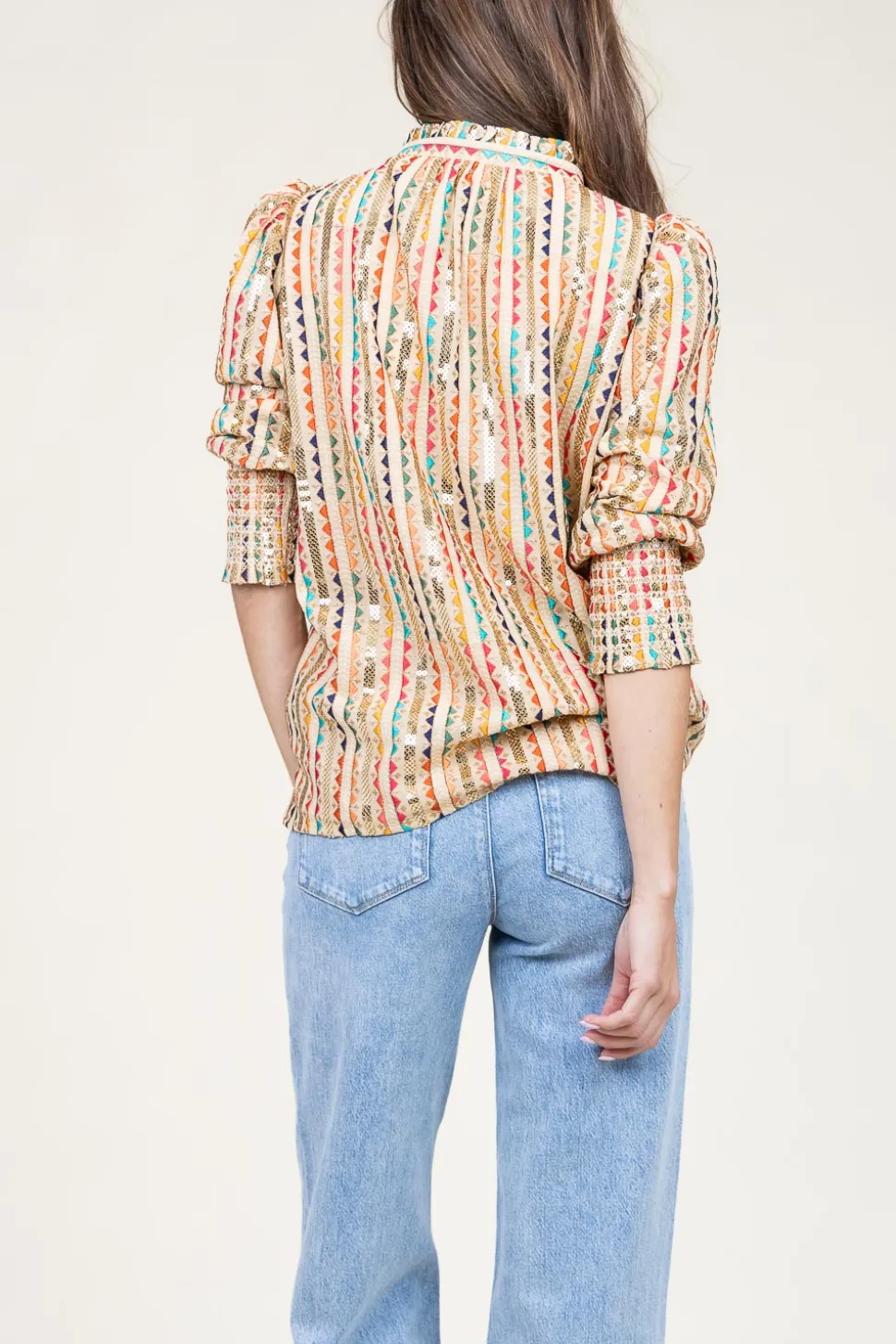 Top With Embroidery And Sequins Elise | Multi... | Est'Seven | Little Soho