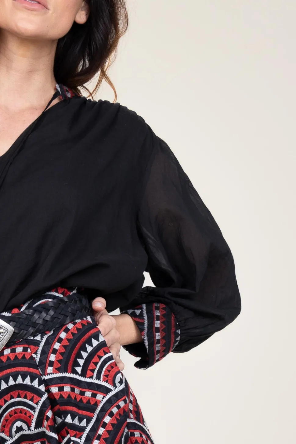 Top With Embroidery | Black... | Greek Archaic Kori | Little Soho