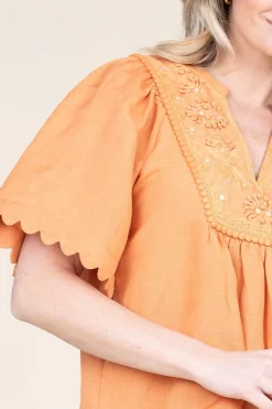Top With Embroidery Dorothea | Camel... | Scarlett Poppies | Little Soho