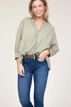 Top With Embroidery Isadora | Green... | Greek Archaic Kori | Little Soho