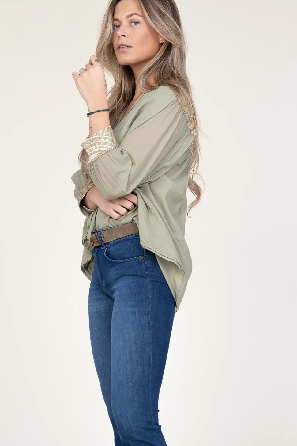 Top With Embroidery Isadora | Green... | Greek Archaic Kori | Little Soho