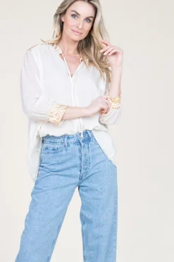 Top With Embroidery Isadora | Gold... | Greek Archaic Kori | Little Soho