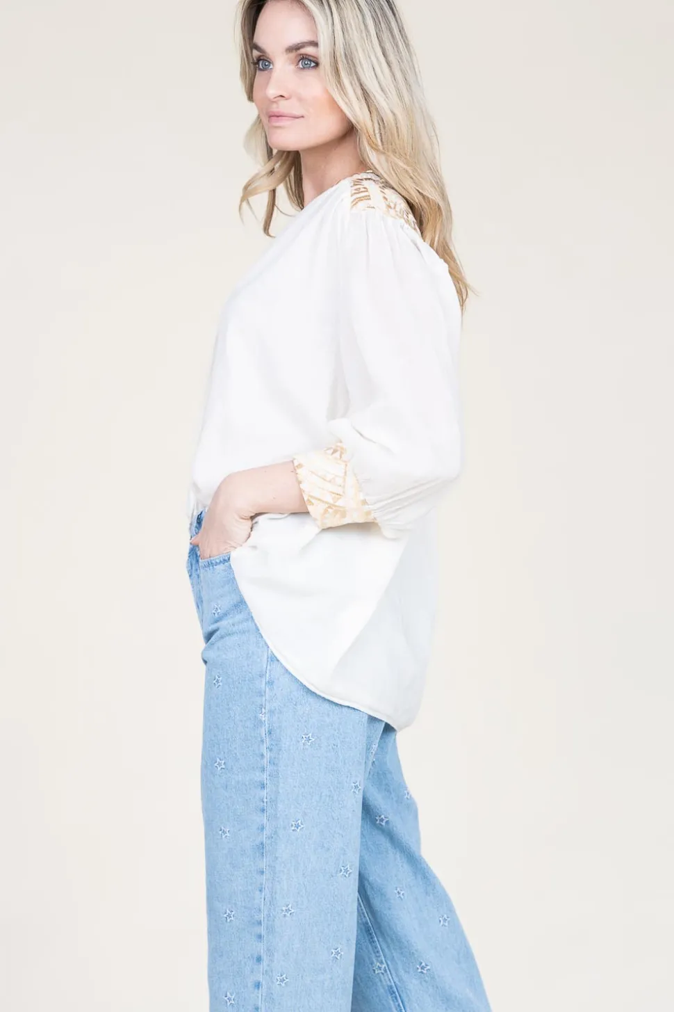 Top With Embroidery Isadora | Gold... | Greek Archaic Kori | Little Soho