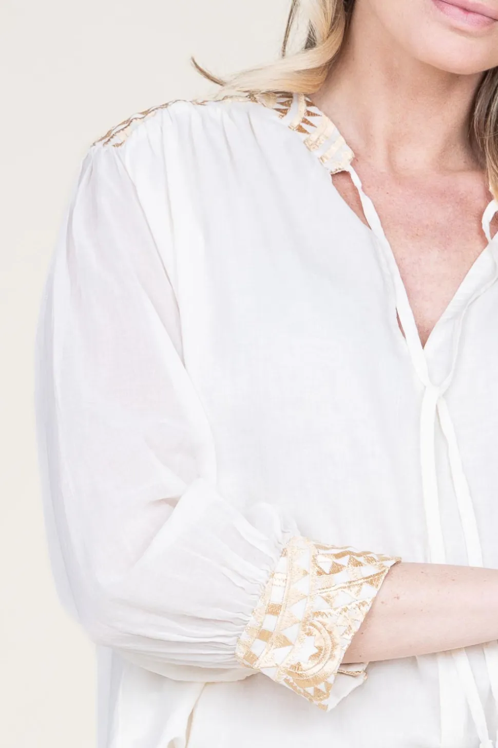 Top With Embroidery Isadora | Gold... | Greek Archaic Kori | Little Soho