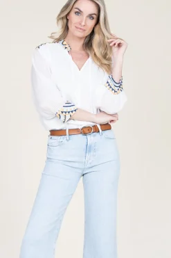 Top With Embroidery Isadora | Natural... | Greek Archaic Kori | Little Soho