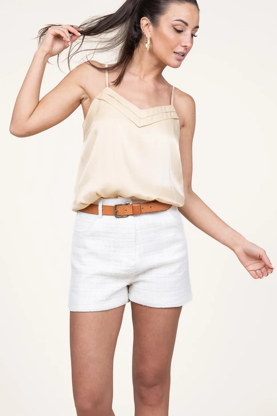 Top With V-Neck Vaxi | Beige... | Aaiko | Little Soho