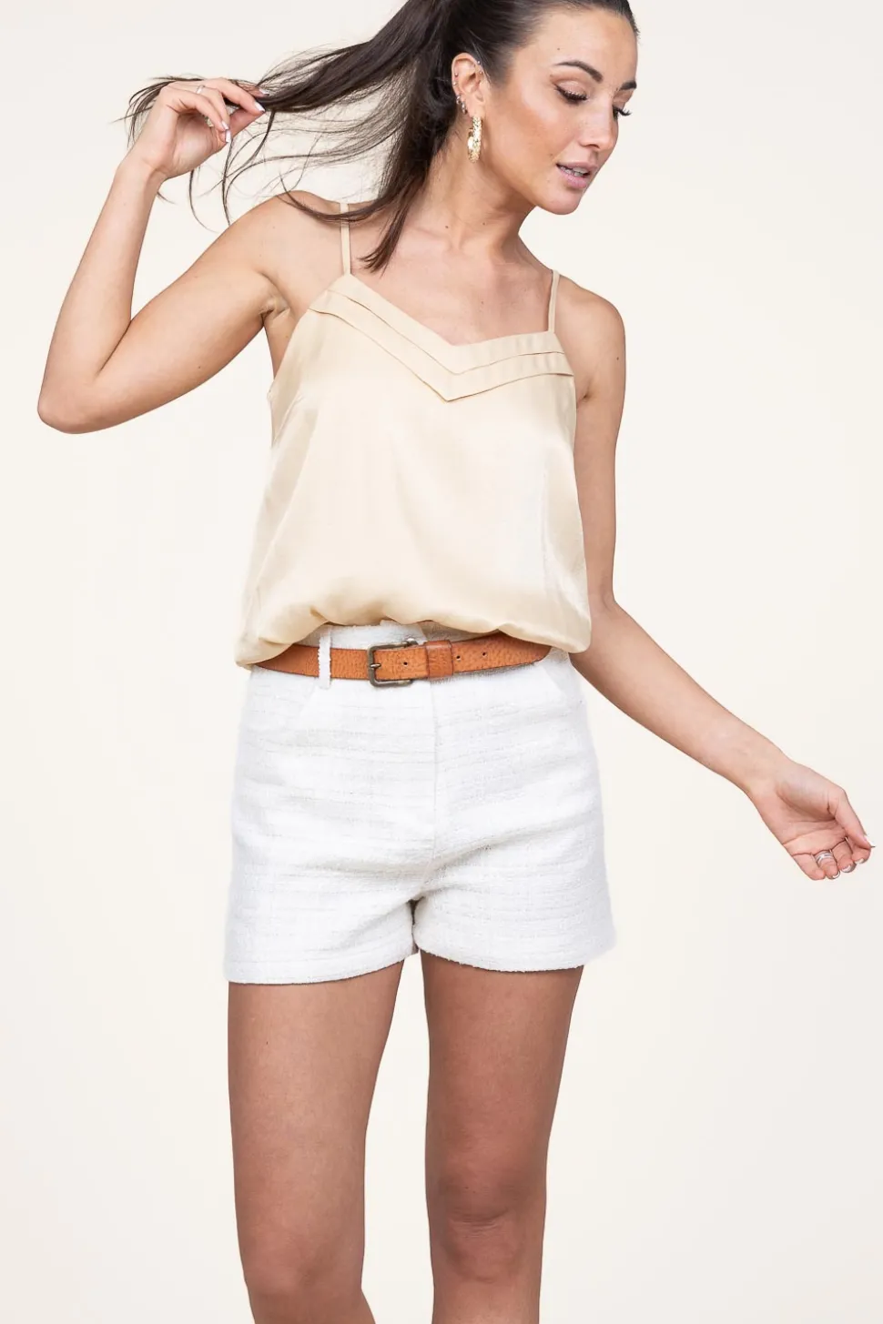 Top With V-Neck Vaxi | Beige... | Aaiko | Little Soho