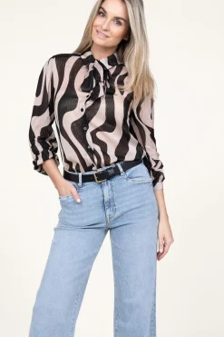 Transparant Blouse With Lurex Illusion | Beige... | Liu Jo | Little Soho