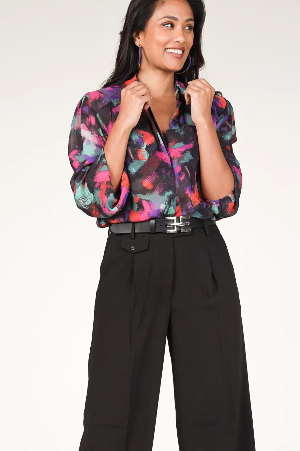 Transparant Blouse With Print Almira | Multi... | Dante 6 | Little Soho