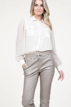 Transparant Blouse With Puffed Sleeves Scopello | Natural... | Liu Jo | Little Soho