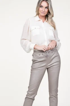 Transparant Blouse With Puffed Sleeves Scopello | Natural... | Liu Jo | Little Soho