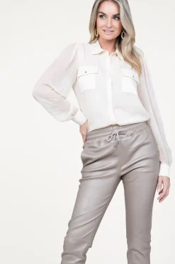 Transparant Blouse With Puffed Sleeves Scopello | Natural... | Liu Jo | Little Soho