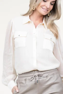 Transparant Blouse With Puffed Sleeves Scopello | Natural... | Liu Jo | Little Soho