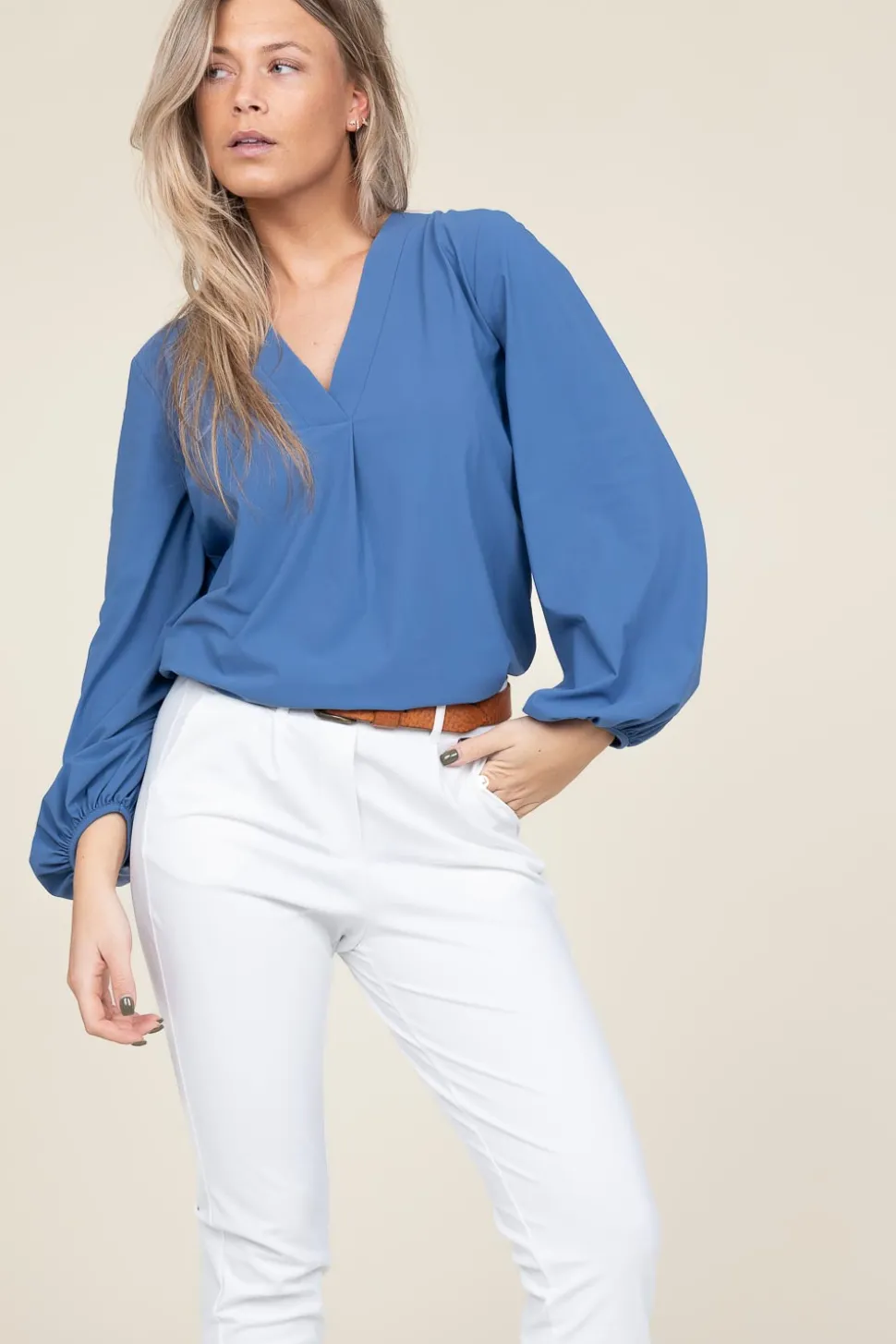 Travelwear Top Met V-Neck Arudy | Blue... | D-Etoiles Casiope | Little Soho