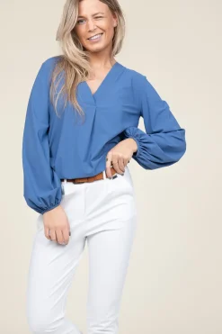 Travelwear Top Met V-Neck Arudy | Blue... | D-Etoiles Casiope | Little Soho