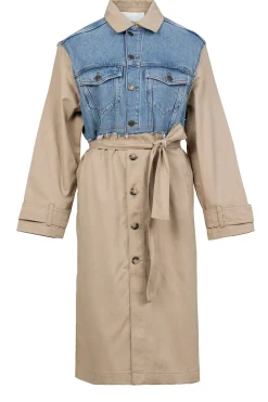 Trenchcoat With Denim Detail Tomy | Beige... | Ba&Sh | Little Soho