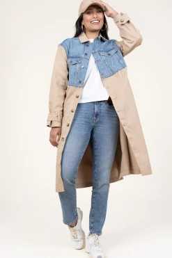 Trenchcoat With Denim Detail Tomy | Beige... | Ba&Sh | Little Soho