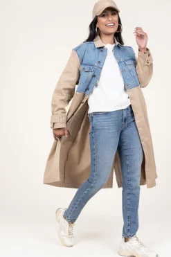 Trenchcoat With Denim Detail Tomy | Beige... | Ba&Sh | Little Soho