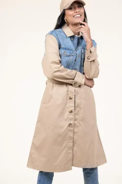 Trenchcoat With Denim Detail Tomy | Beige... | Ba&Sh | Little Soho