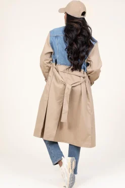 Trenchcoat With Denim Detail Tomy | Beige... | Ba&Sh | Little Soho
