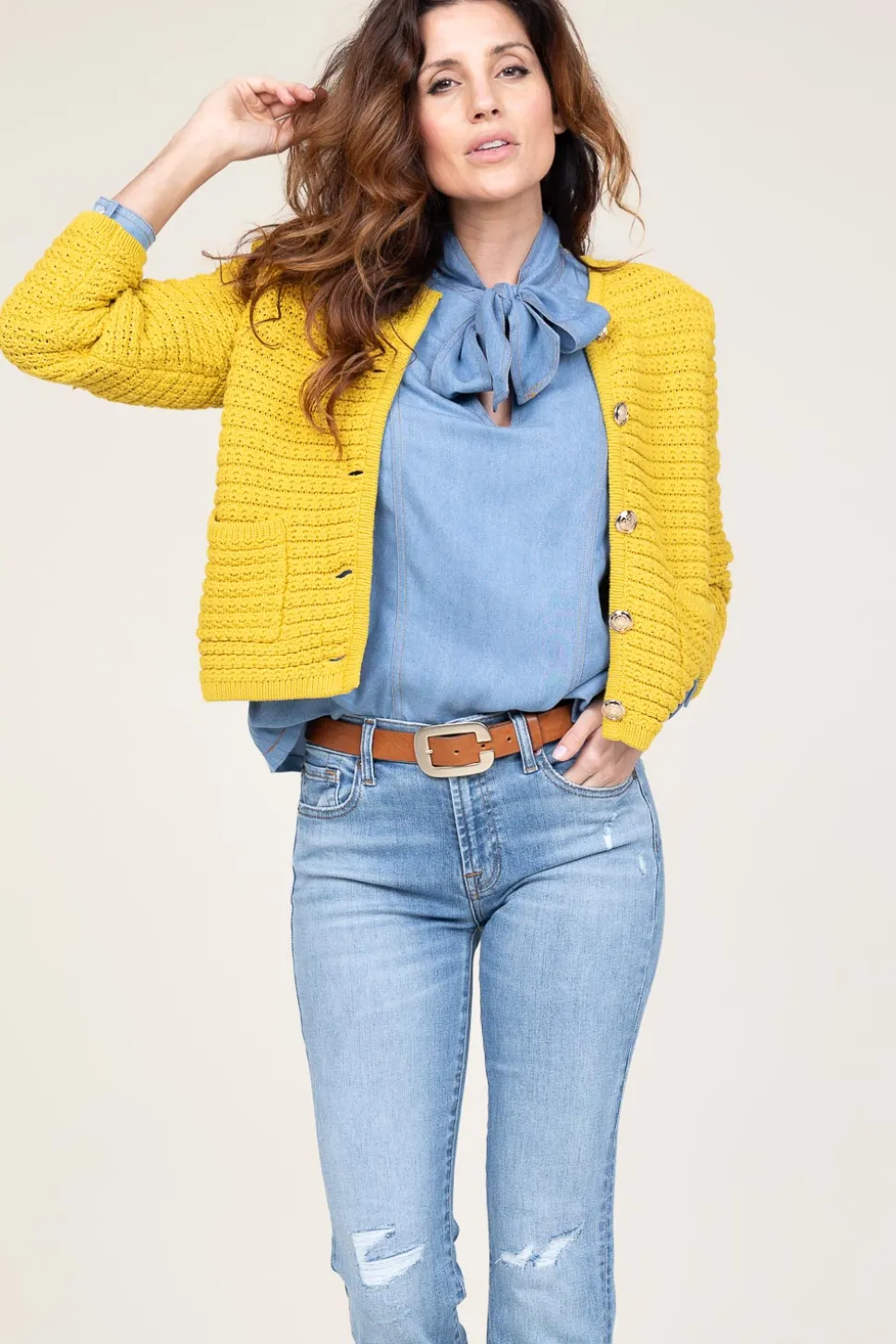 Tricot Cardigan Gaspard | Yellow... | Ba&Sh | Little Soho