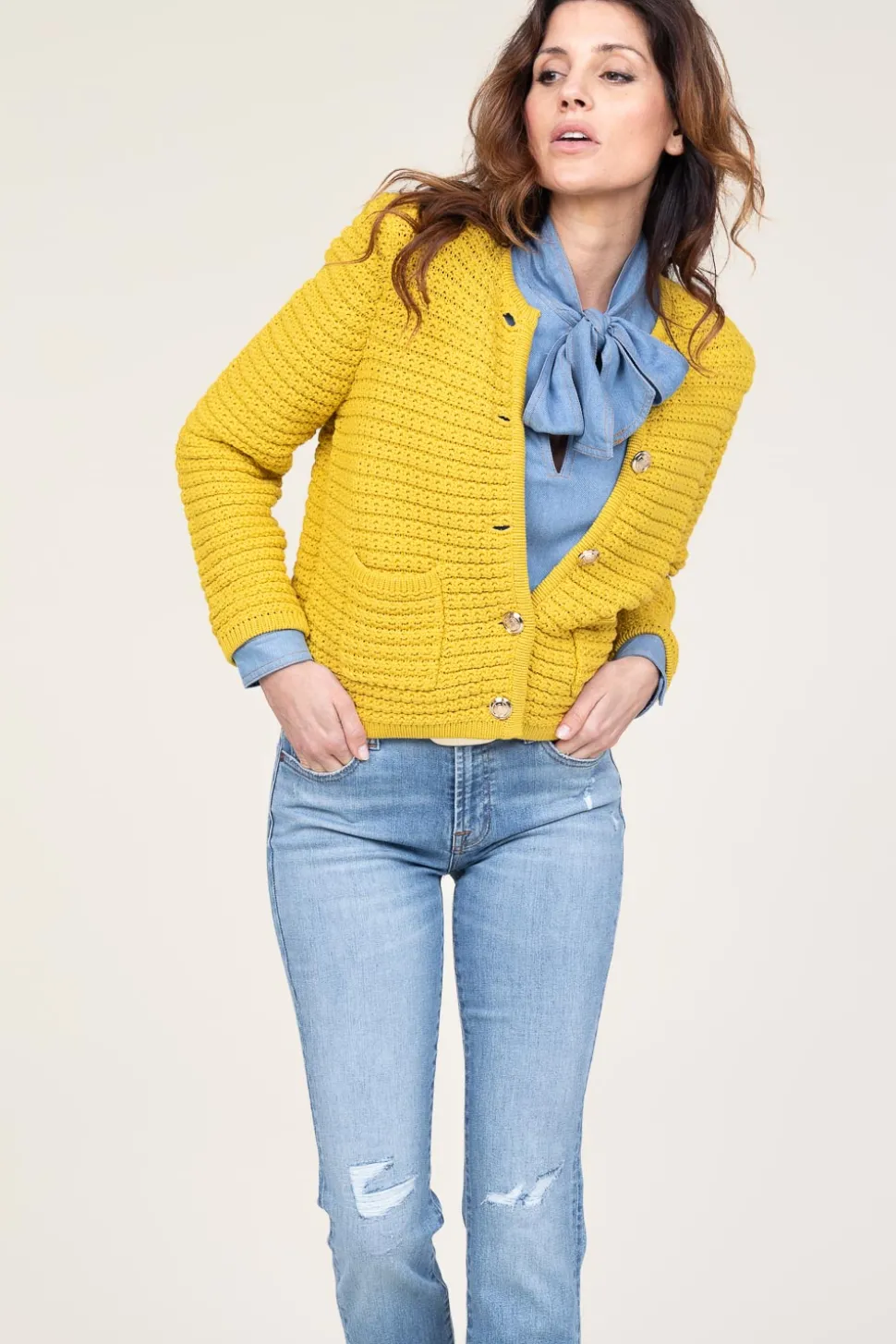 Tricot Cardigan Gaspard | Yellow... | Ba&Sh | Little Soho