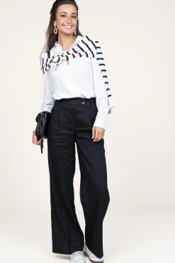 Trousers In Linen Blend Zach | Black... | Dante 6 | Little Soho