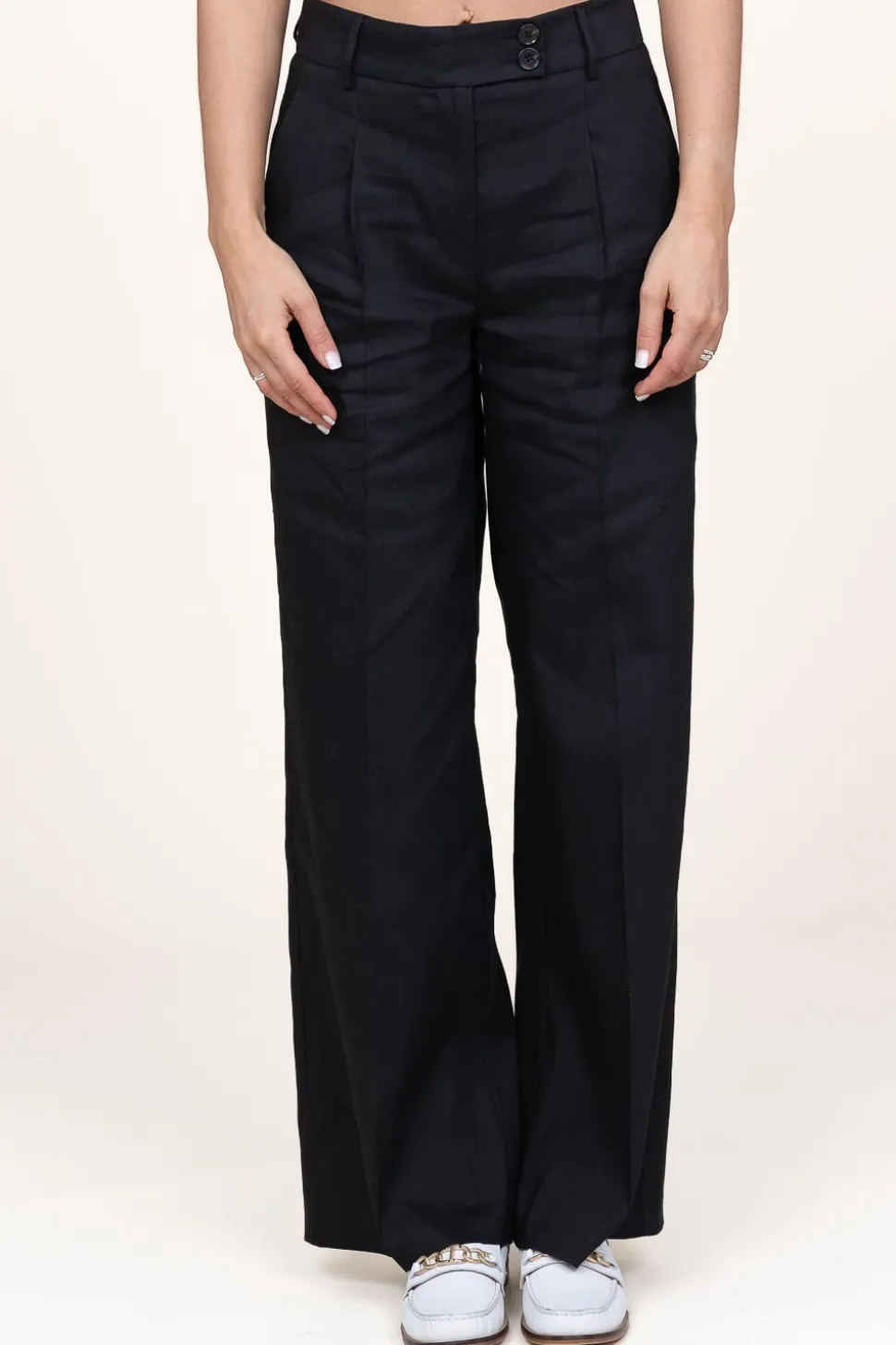 Trousers In Linen Blend Zach | Black... | Dante 6 | Little Soho